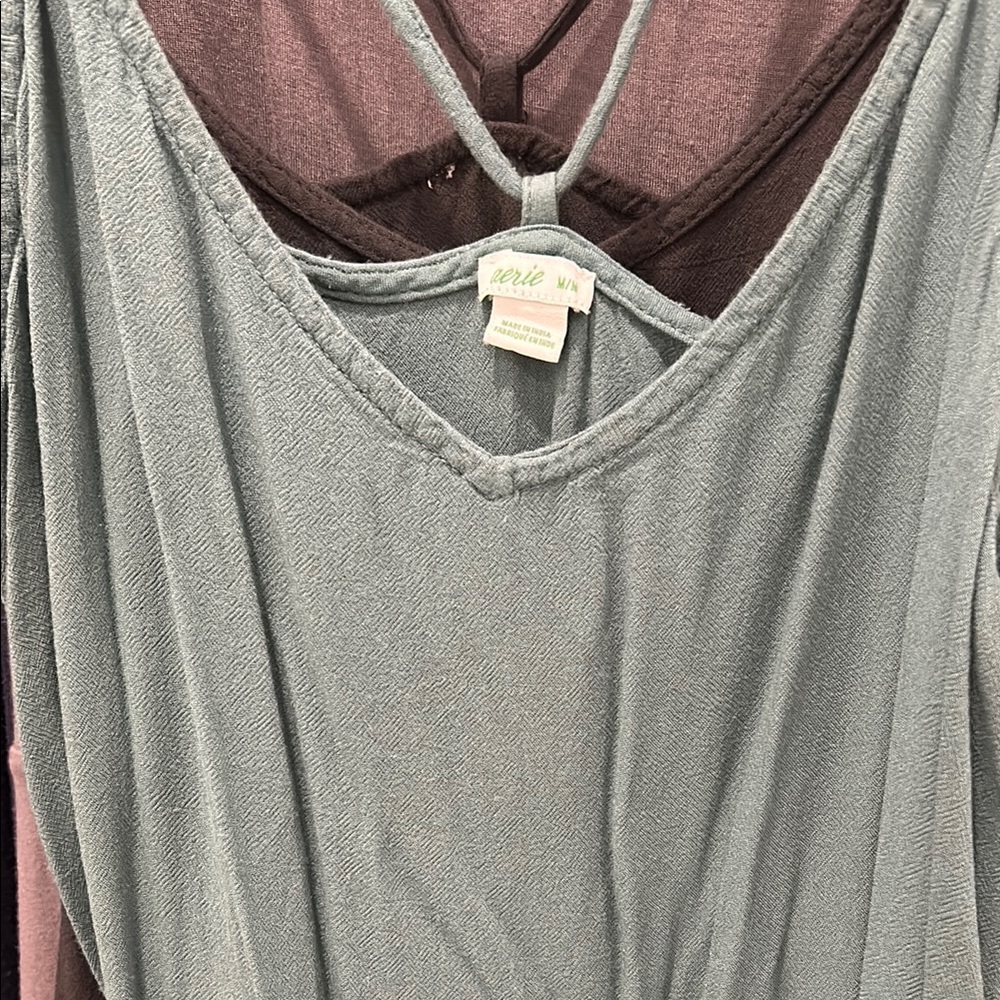 Aerie Long teal dress with knot at the bottom